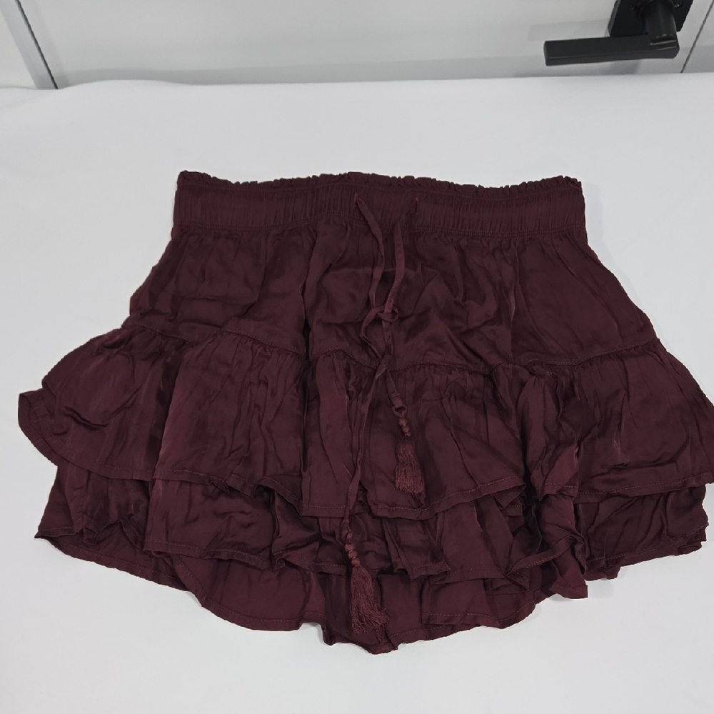 Aerie Deep Red Skirt with Tassel Details